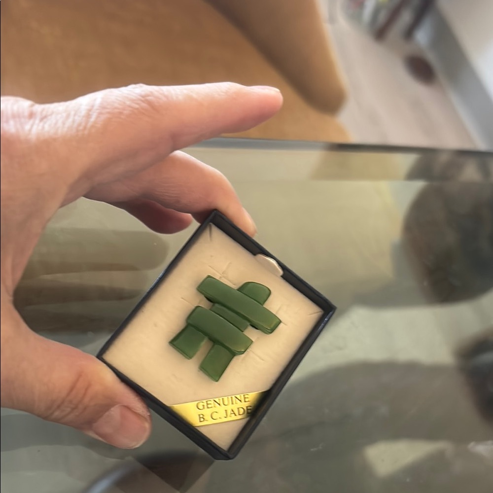 Genuine B.C. Jade Inukshuk Figurine Brooch